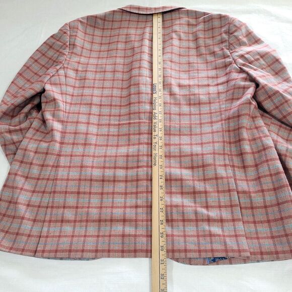 Plaid 2 Button Tailorbyrd Sportscoat Burnt Orange 46R Blazer Stretch Fabric Prep - Picture 13 of 16